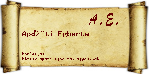 Apáti Egberta névjegykártya